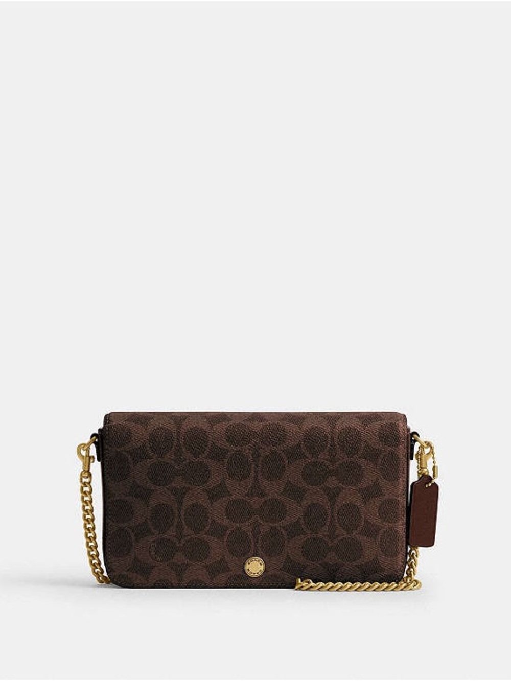 Coach Brown Signature Crossbody with Gold Chain